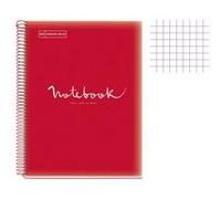 Cahier - A4 (21x29,7cm) - Petits carreaux - 120 pages - couverture en polypro rouge - à spirale - Notebook Miquelrius