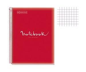 Cahier - A4 (21x29,7cm) - Petits carreaux - 120 pages - couverture en polypro rouge - à spirale - Notebook Miquelrius