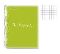 Cahier - A4 (21x29,7cm) - Petits carreaux - 120 pages - couverture en polypro vert - à spirale - Notebook Miquelrius