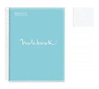 Miquelrius - Cahier A4 Carnet Emotions, 160 pages 90 g/m², Grille 5 x 5 mm, 8 bandes de couleur, Spirale microperforée, Couverture polypropylène, Perforation 4 trous, Carnet à carreaux, Bleu Ciel