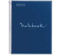 Miquelrius - Cahier à spirale A4 Emotions, 1 Bande de Couleur, 80 Feuilles Quadrillées 5 mm, Papier 90 g/m², 4 Trous, Couverture Polypropylène, Couleur Bleu marine