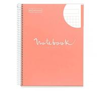 Cahier - A4 (21x29,7cm) - Petits Carreaux - 80 Pages - Couverture Rigide Rose - Spirale - Notebook Miquelrius