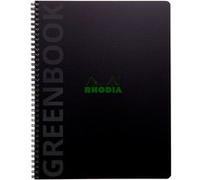 Cahier A4 Clairefontaine Rhodiactive Greenbook recy t recyclable avec 160 pages perforées lignées et avec marge et cadre en-tête 22,5 x 29,7 cm Noir Noir E