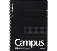Cahier A4, quadrillé, 40 feuilles, reliure à spirale double, couleur noire