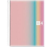 Cahier - A4 - Spirales - Lignes - Polypro - 120 pages perforées - Arc-en-ciel
