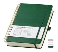 Cahier A5,Cahier Spirale a5,Carnet de notes,Bloc Note,Carnet Spirale,Ligné,Carnet HOMEMARS, 240 Pages, 100 g/m², 14,8 x 21 cm, Vert, Couverture en cuir, Bloc-notes pour femmes, Hommes, Travail, Bureau