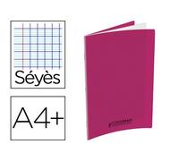 Cahier agrafé conquérant polypropylène a4+ 24x32cm 48 pages séyès 90g coloris rose