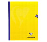 Cahier brochure cousue Mimesys 24x32cm 192 pages grands carreaux couverture polypropylène - Jaune
