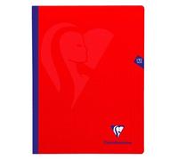 Cahier brochure cousue Mimesys 24x32cm 192 pages grands carreaux couverture polypropylène - Rouge