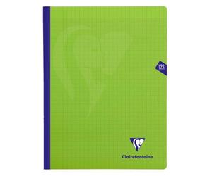 Cahier brochure cousue Mimesys 24x32cm 192 pages grands carreaux couverture polypropylène - Vert