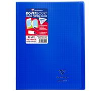 Cahier Koverbook Clairefontaine 24 x 32 cm grand carreaux 96 pages - bleu