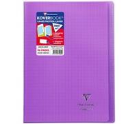CLAIREFONTAINE - Cahier piqûre avec rabats KOVERBOOK - 21 x 29,7 - 96 pages Seyès - Couverture pelliculée - Couleur violette