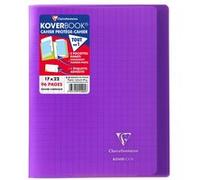 Cahier Clairefontaine Koverbook protège-cahier piqué polypro 96 pages Séyès 17 x 22 cm Violet Transparent Violet G