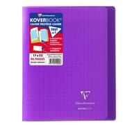 Cahier piqué Koverbook 17x22cm 96 pages grands carreaux couverture polypropylène transparent - Violet