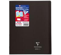 Clairefontaine Cahier piqué Koverbook 24x32 cm 96 pages grands carreaux polypro transparent Gris