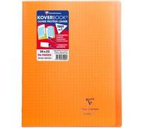 Cahier Clairefontaine Koverbook protège-cahier piqué polypro 96 pages Séyès 24 x 32 cm Orange Transparent Orange G