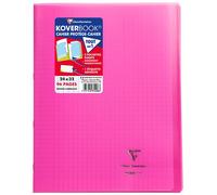 Clairefontaine Cahier Koverbook piqué 24x32 cm 96p grands carreaux polypro transparent Rose