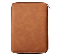 Cahier classeur A5 à fermeture éclair, classeur 6 anneaux rechargeable multifonction, porte-documents en PU marron, organiseur pour bureau, affaires et voyage, 25,6 x 18,5 cm, 200 pages