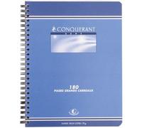 Conquerant – Cahier spirale 17 x 22 cm – grands carreaux – 180 pages