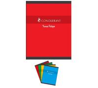 Cahier piqué conquérant sept travaux pratiques couverture offset a5+ 17x22cm 48 pages 70g 24p séyès 24p unies