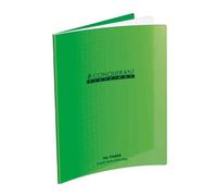 Conquerant Cahier piqué – Couverture polypropylène rigide transparente A4+ 48 p 90 g Séyès Vert