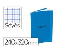 Cahier conquerant classique agrafe 240x320mm 96 pages seyes 90g couverture carte recyclee coloris bleu