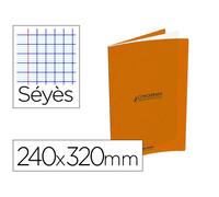Cahier conquerant classique agrafe 240x320mm 96 pages seyes 90g couverture carte recyclee coloris orange