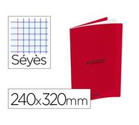 Cahier conquerant classique agrafe 240x320mm 96 pages seyes 90g couverture carte recyclee coloris rouge