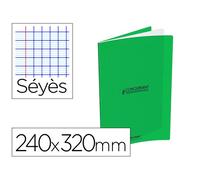 Cahier conquerant classique agrafe 240x320mm 96 pages seyes 90g couverture carte recyclee coloris vert