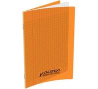 Conquérant 35605 Cahier Classique Piqûre Couverture Polypropylène Rigide Transparente A5+ Papier Orange