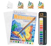 Cahier d'aquarelle comprenant 12 couleurs d'aquarelle et un pinceau, papier 300 g/m², format A4, destiné aux artistes, aux amateurs et aux passionnés de moulage