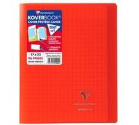 Cahier piqué Koverbook Clairefontaine - 17 x 22 cm - grands carreaux - 96 pages - rouge