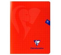 Cahier piqué Clairefontaine Mimesys - 17 x 22 cm - grands carreaux - 96 pages - rouge