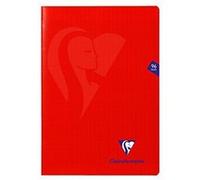 Clairefontaine Cahier piqué Mimesys A4 21 x 29,7 cm grands carreaux papier 90 g 96 pages rouge