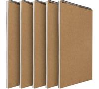 Cahier de croquis format A3, lot de 5, reliure spirale, papier 160 g/m², pages vierges, idéal pour le dessin, couverture beige, carnet de croquis