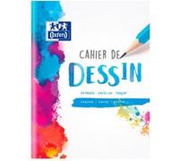 Cahier Oxford dessin 24x32cm réglure unie blanche 24 pages agrafées couverture carte colorée
