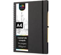 Cahier de Dessin Spirale A4-96 Pages 200g Papier Blanc Format Vertical Carnet de Dessin Carnet de Croquis Cahier Dessin A4 inclus