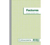 Exacompta - Réf. 3278AE - 1 Manifold FACTURES - avec mention TVA - 50 feuillets numérotés et autocopiants - duplicatas (1 original + 1 copie) - format 210 x 148 mm - fabriqué en France