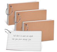 Cahier de Fiches à Anneau, 4 Pièces, 50 Feuilles, Blanc