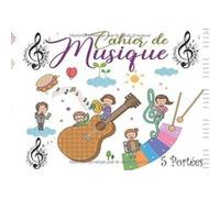 Cahier de musique 5 portées - Petit format 20,96 x 15,24 cm - Couverture souple - Papier qualité