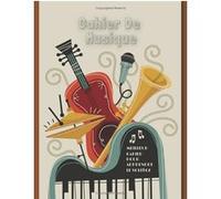 Cahier de musique A4 pour enfants - Carnet de partitions piano, 12 portées par page, 120 pages, notes musicales et solfège