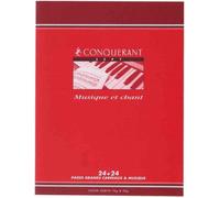 Conquerant – Cahier de musique 7 agrafes 17x22 cm 48 pages 70/90 g Seyes/Musique assorti