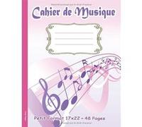 Cahier de musique Narratik petit format 17 x 22 cm - 48 pages - 10 portées par page - couverture souple rose