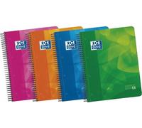 Cahier de notes Oxford europeanbook 4 feuilles microperforées 120 (50% libre) hztal couvertures plastiques 4 intercalaires a4+ assortis -5u-