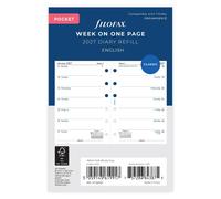 Cahier de notes pour agenda de poche, année 2027, une semaine par page, 6 anneaux