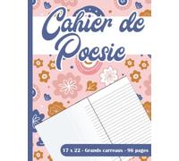 Cahier de Poésie: Carnet de Pages Blanches pour illustrer et de Pages à Grands Carreaux pour noter vos Poèmes | Primaire, Collège, Lycée