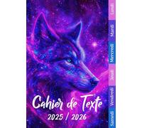 Cahier de Texte 2025 2026 Loup: Recherche rapide, Chaque jour séparé par une couleur spécifique, Idéal pour CP, CE1, CE2, CM1, CM2