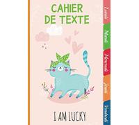 Cahier de texte scolaire thème chat Kawaii : 17x22 cm,Papier Seyes Grands Carreaux, onglets hebdomadaires pour se repérer facilement - format pratique pour les cartables