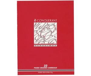Cahier d'écriture CONQUÉRANT - Grand carreaux - 17x22 - 32 pages - 3mm - 90g