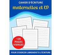 cahier d'écriture maternelles & cp: 120 pages vierges | livre vierge pour s'exercer à l'écriture des majuscules, minuscules et cursives | double ligne | Grand Format | couverture chats mignons